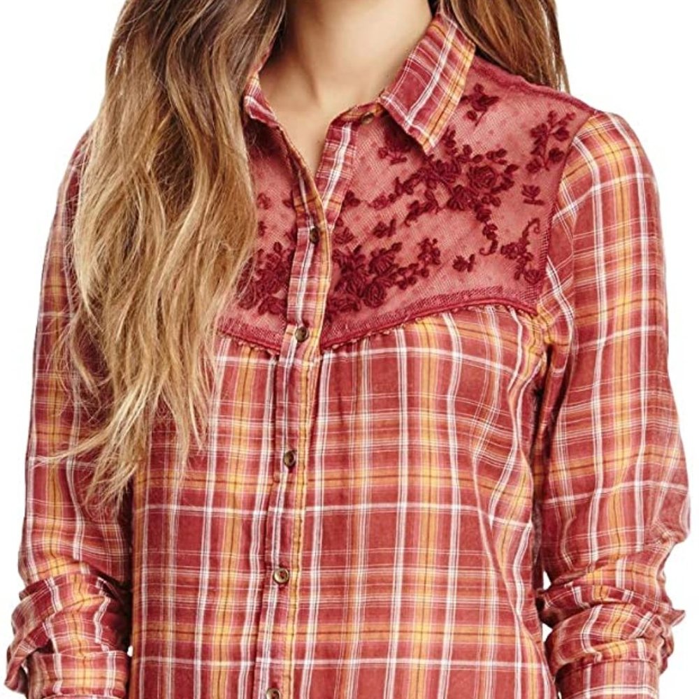 Free People "Saddle Up" Plaid Shirt